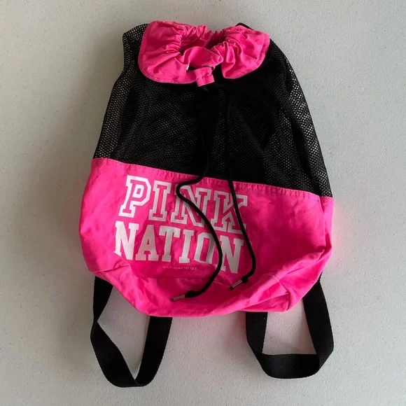 Mesh Backpack Victoria Secret Pink Drawstring Bag Victoria's